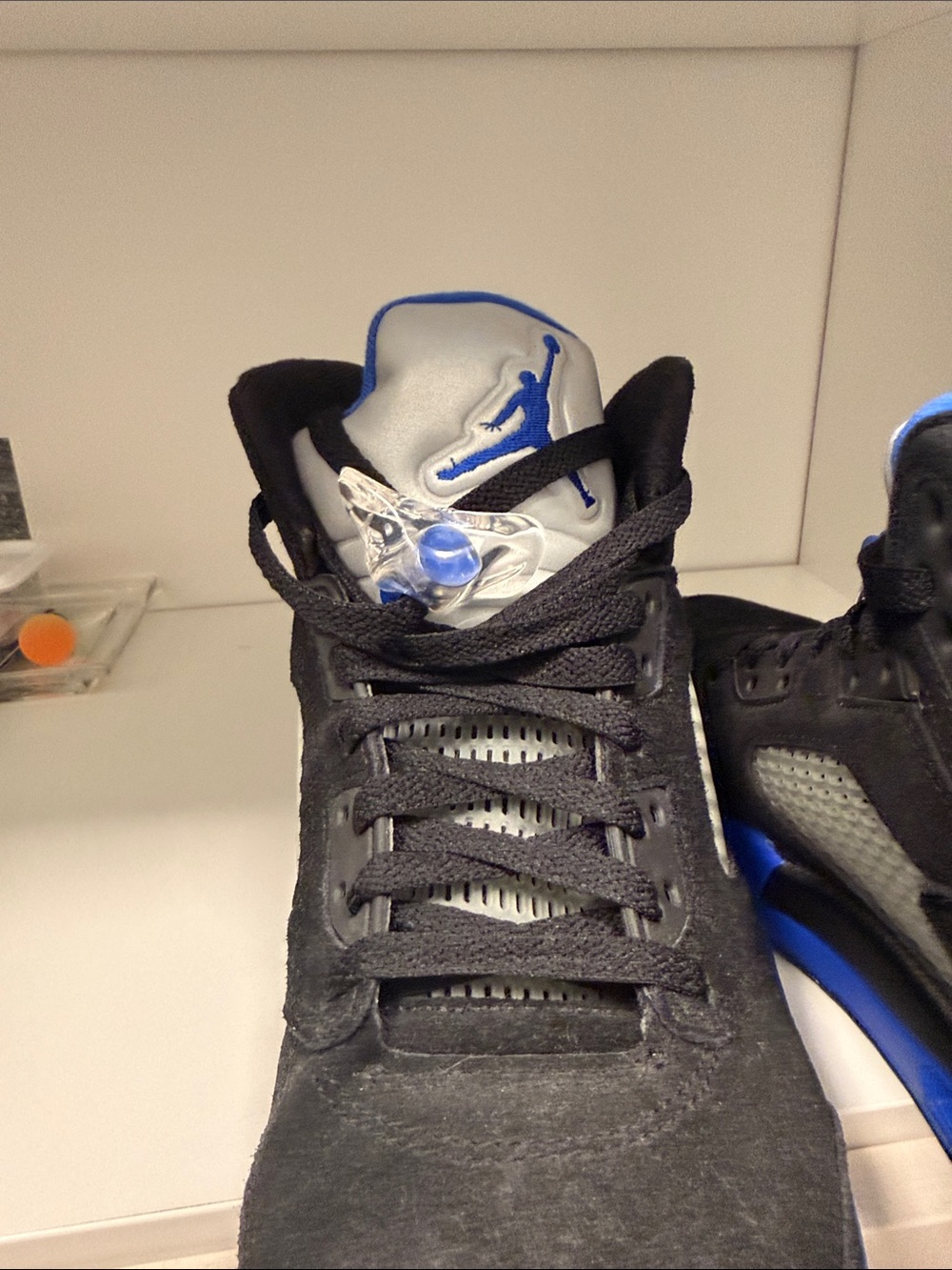 Jordan 5s retro Black and Blue Suede Racer Blue Basketball Sneakers - Picture 4 of 7
